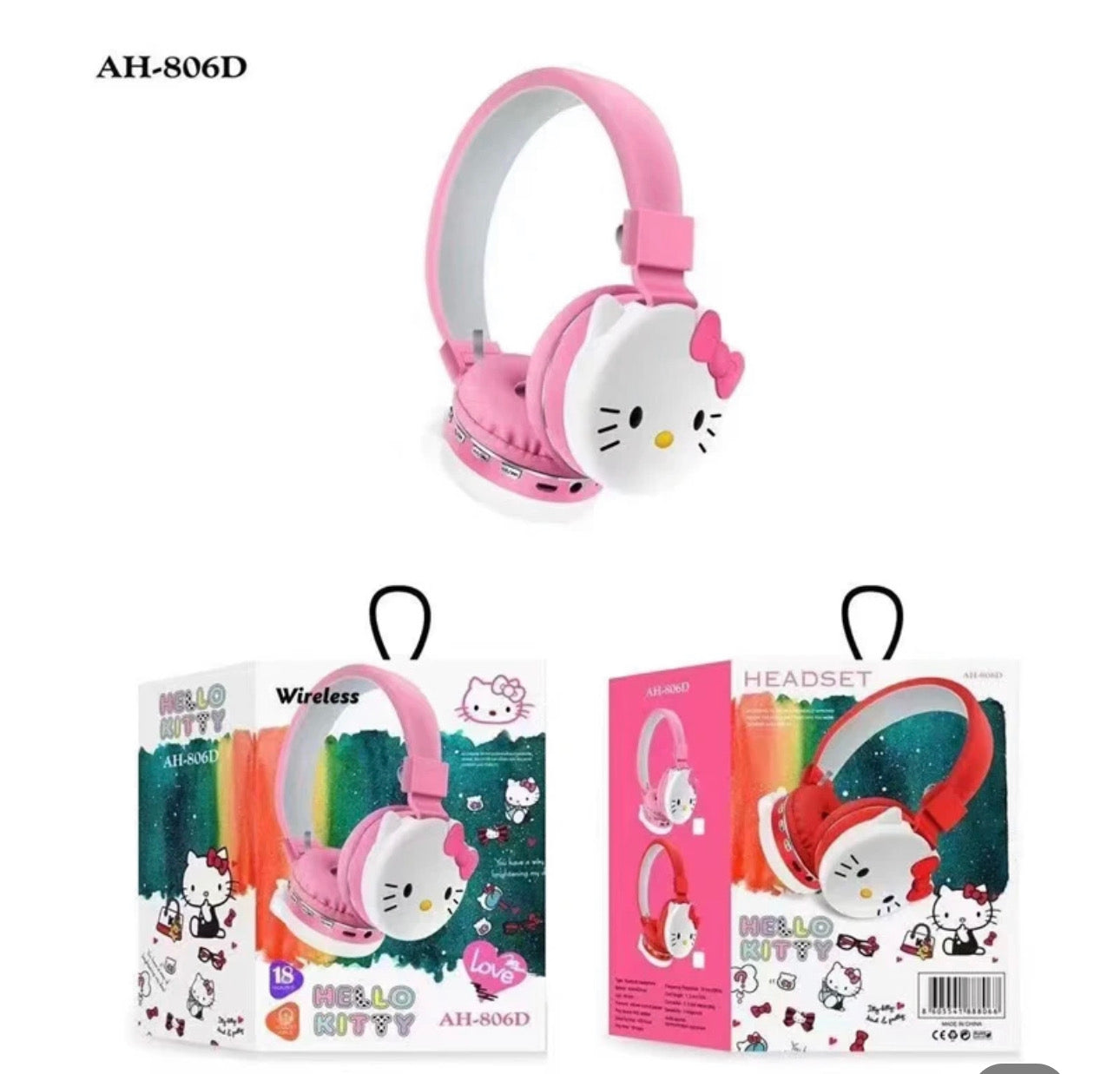 Pink Hello Kitty Kids Bluetooth Headphones